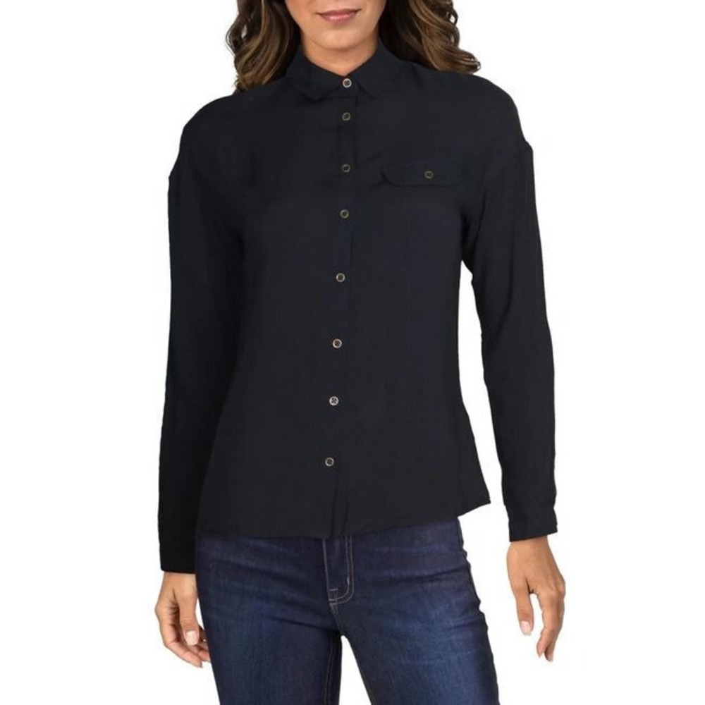MAVI JEANS women shirt collared 120387-18661 navy viscose sz XS $98